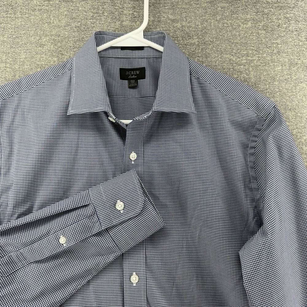 J Crew Ludlow Slim Fit Dress Shirt Men Size 15.5/33 Blue Gingham Long Sleeve